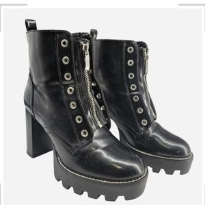 ZARA Black Platform Ankle Moto Boots EU 38 US 7.5